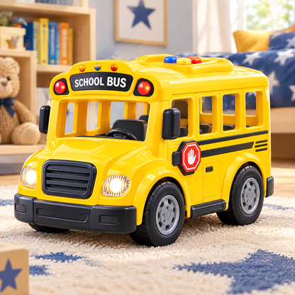 LUNIPLIAY Kids School Bus Toy – Interactive Light & Sound Educational Vehicle