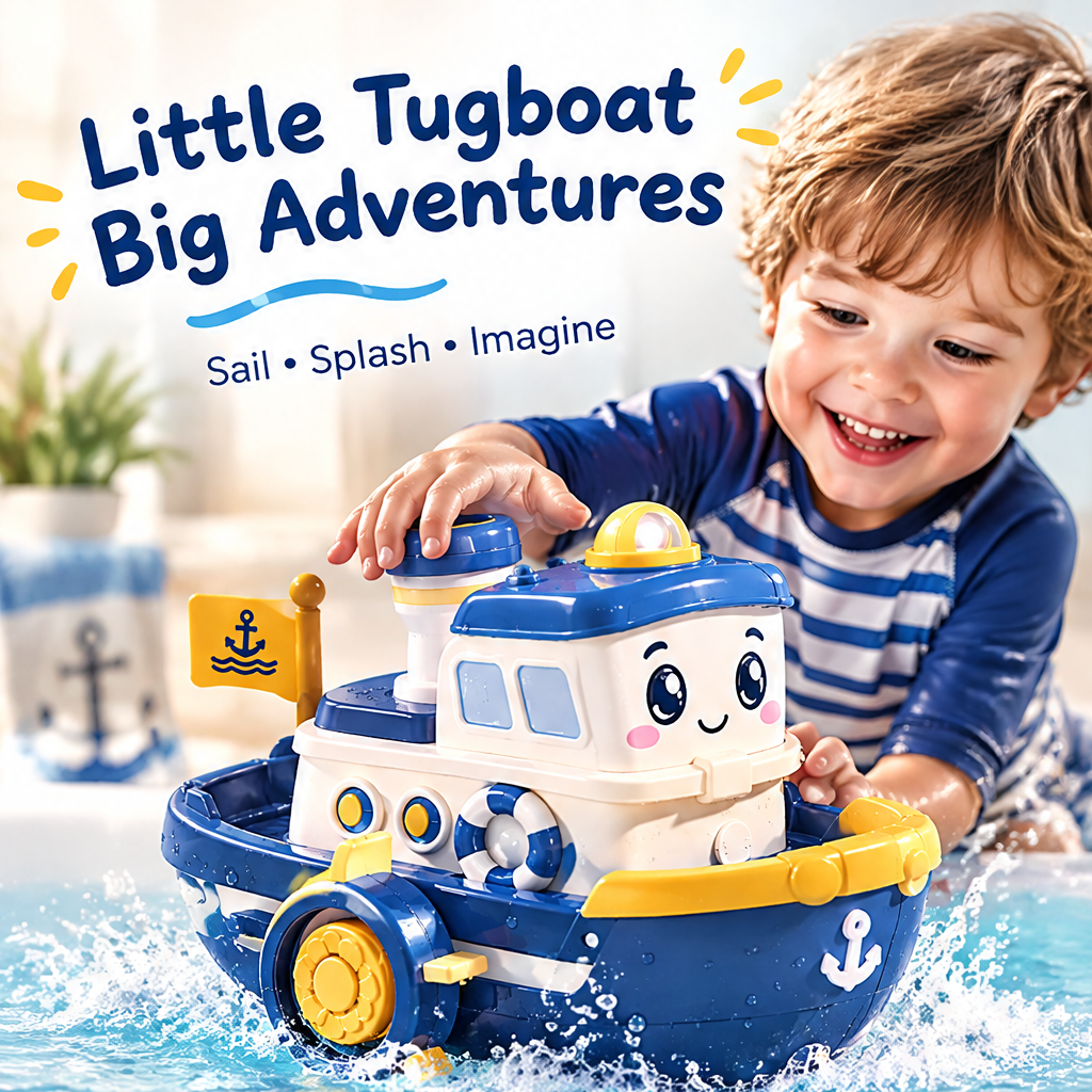 LUNIPLIAY Little Tugboat Bath Toy