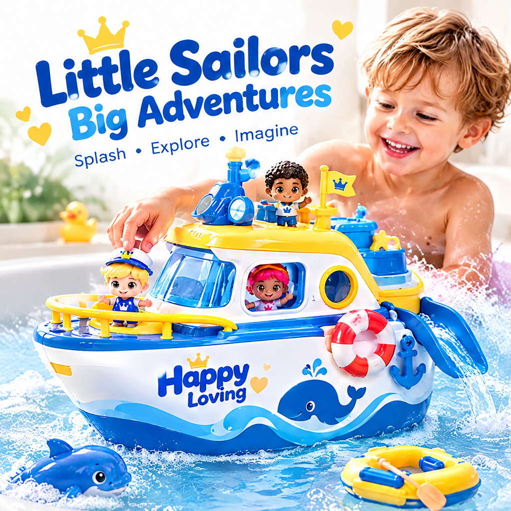 LUNIPLIAY Little Sailors Bath Boat Toy