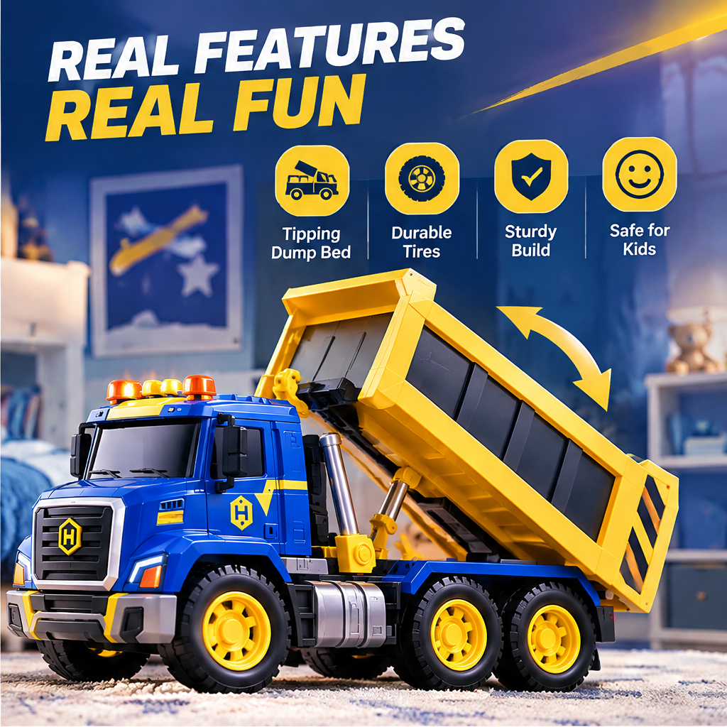 LUNIPLIAY Construction Dump Truck – Kids Toy Truck for Building Adventures