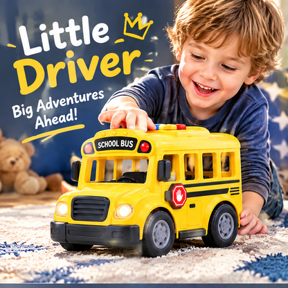 LUNIPLIAY Kids School Bus Toy – Interactive Light & Sound Educational Vehicle