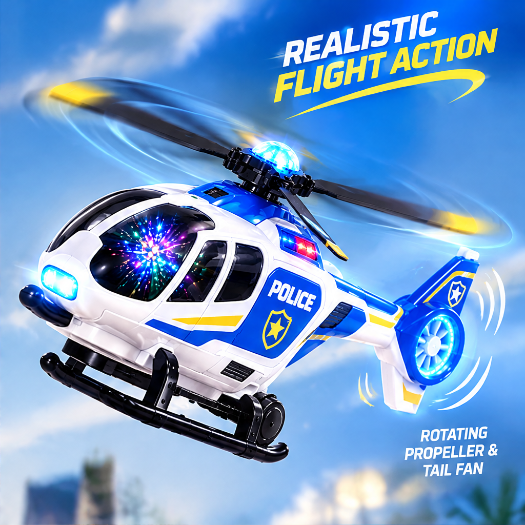 LUNIPLIAY Police Rescue Helicopter Toy