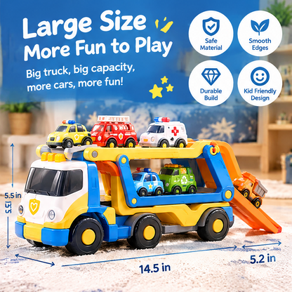 LUNIPLIAY Car Carrier Truck Playset – Kids Vehicle Transport Toy Set