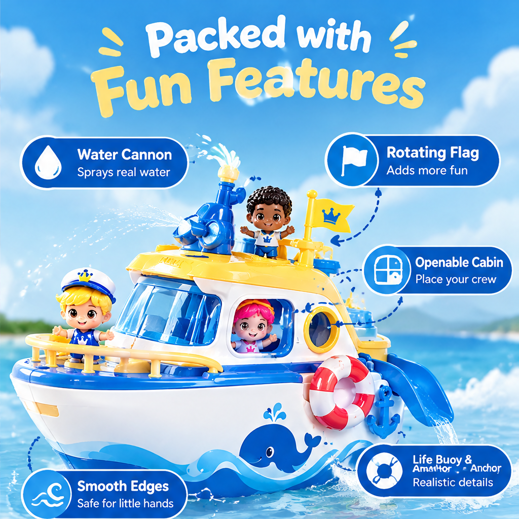LUNIPLIAY Little Sailors Bath Boat Toy