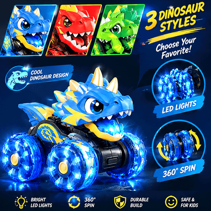LUNIPLIAY Dinosaur RC Monster Truck – Kids Remote Control Stunt Car