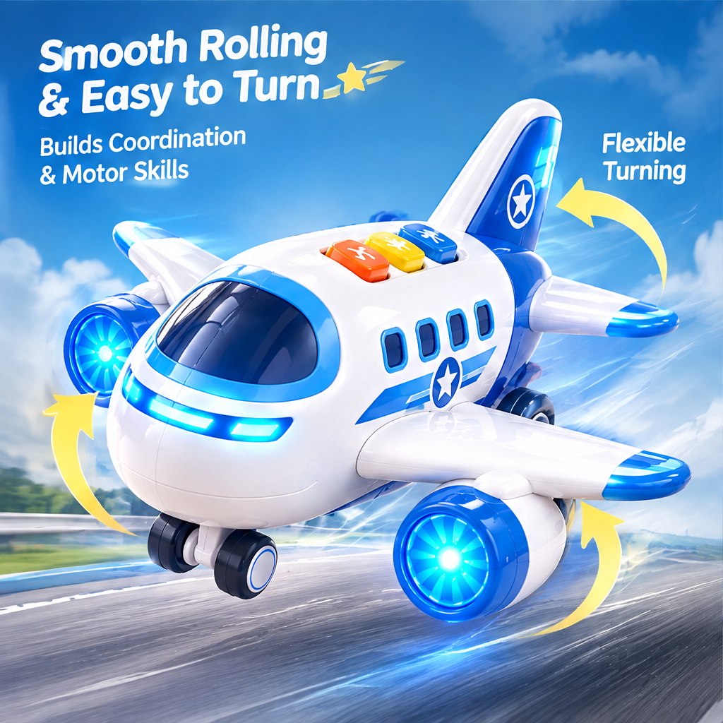 LUNIPLIAY Light Up Airplane Toy
