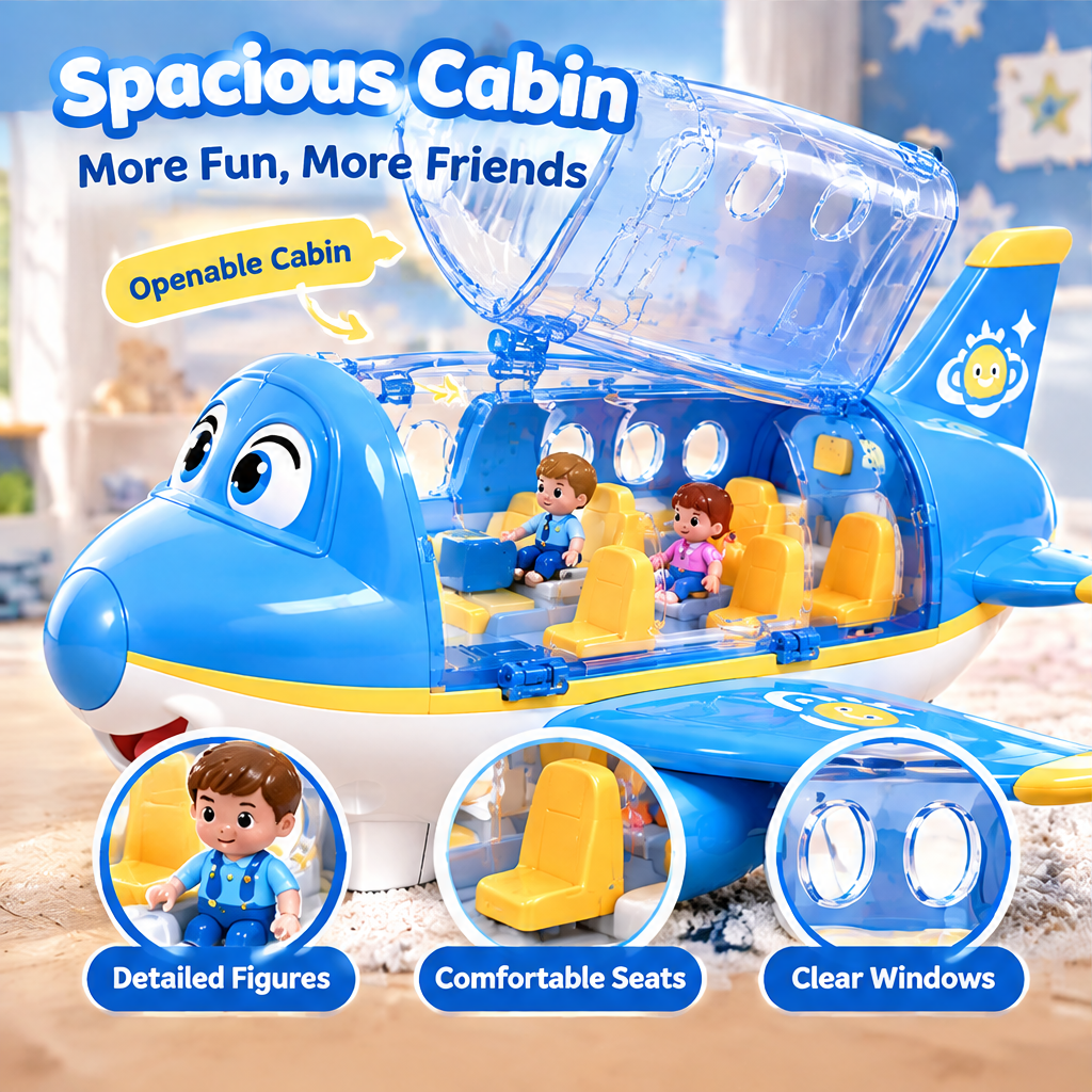 LUNIPLIAY Clear Cabin Adventure Plane Toy