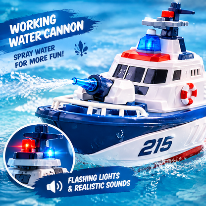 LUNIPLIAY Remote Control Police Rescue Boat Toy