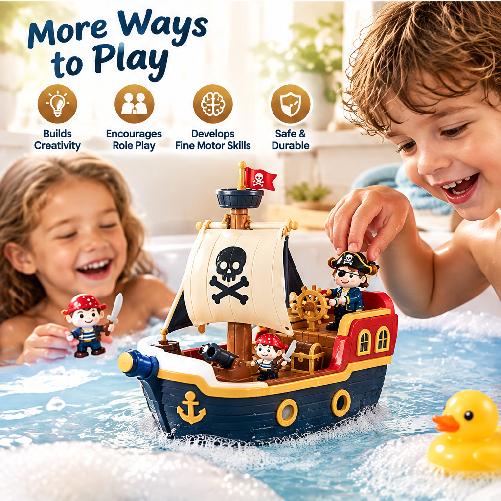 LUNIPLIAY Pirate Ship Bath Toy