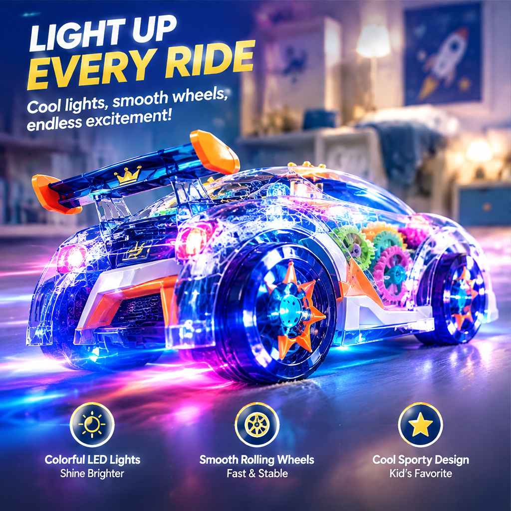 LUNIPLIAY LED Gear Racing Car – Light Up Educational Toy Vehicle
