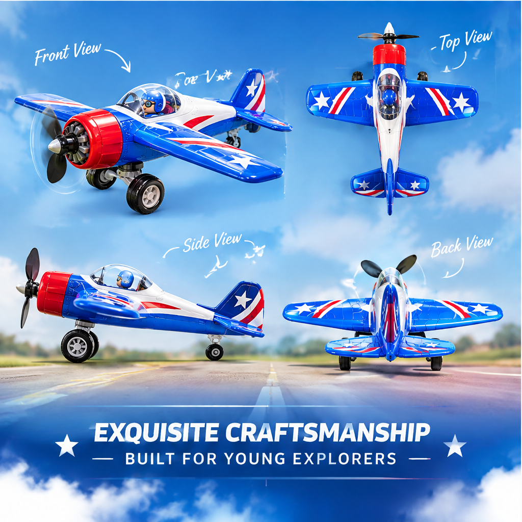 LUNIPLIAY Classic Propeller Plane Adventure Toy