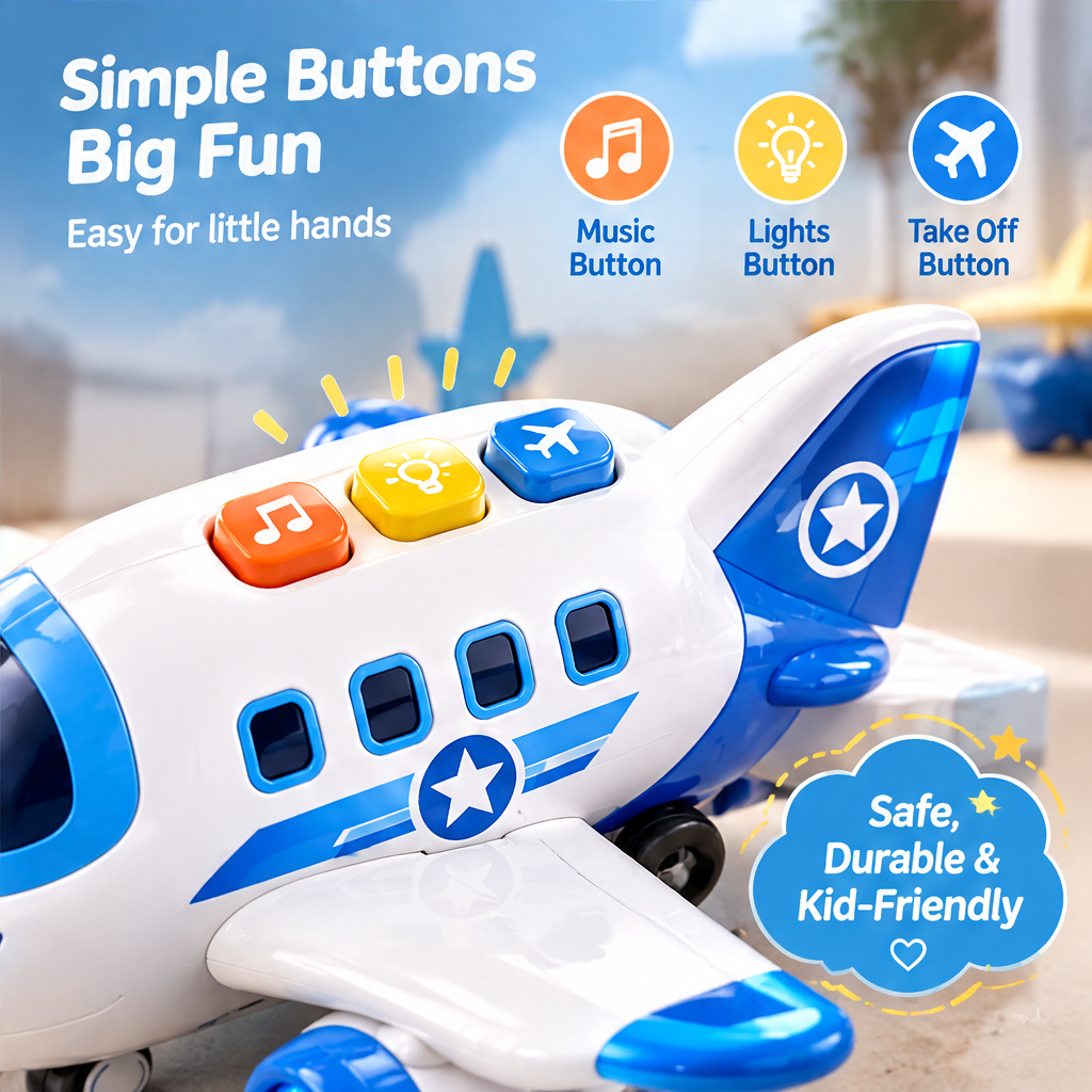 LUNIPLIAY Light Up Airplane Toy