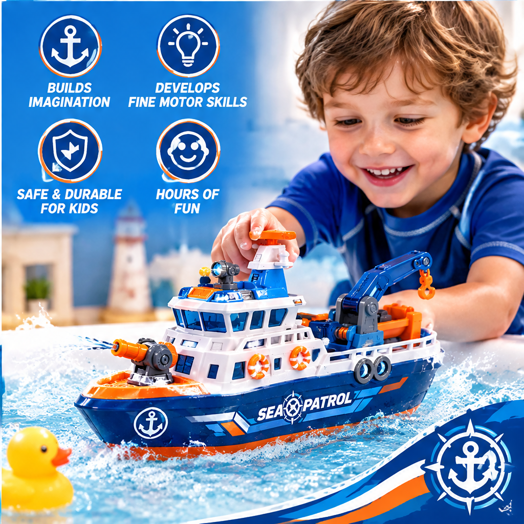 LUNIPLIAY Remote Control Rescue Boat Toy