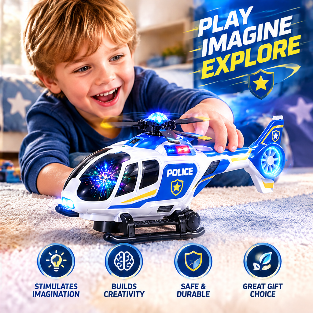 LUNIPLIAY Police Rescue Helicopter Toy