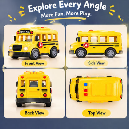 LUNIPLIAY Kids School Bus Toy – Interactive Light & Sound Educational Vehicle