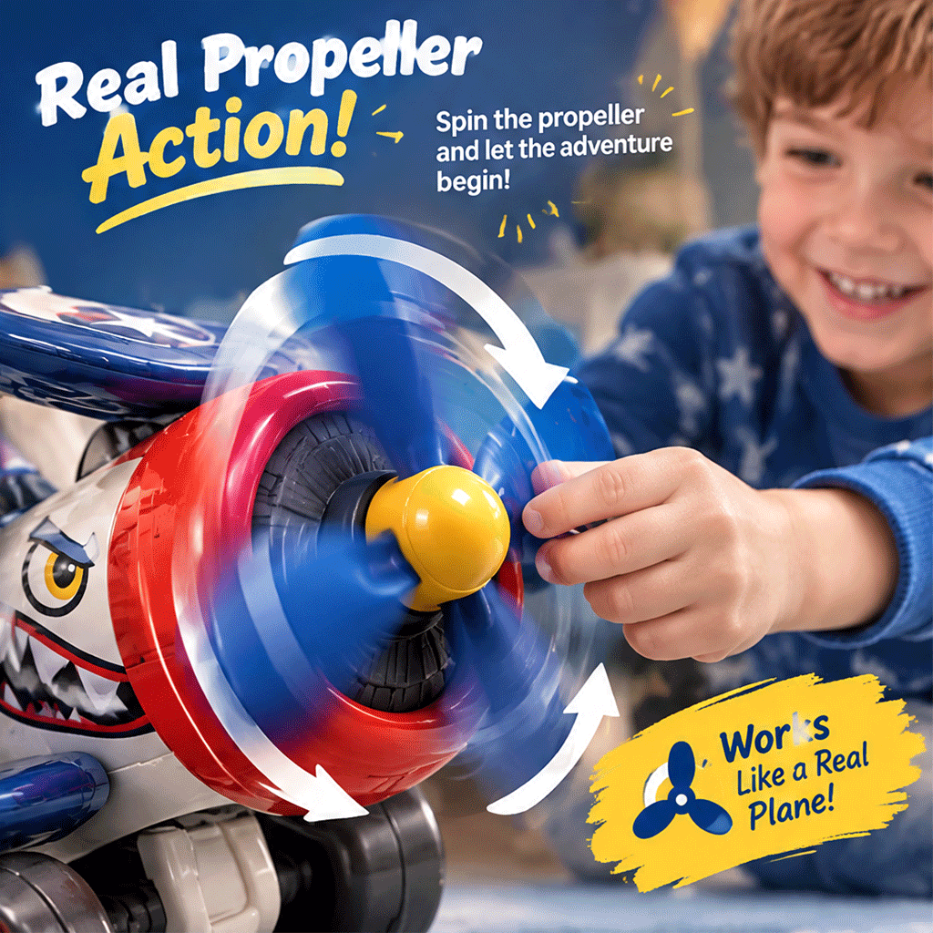 LUNIPLIAY Sky Warrior Propeller Plane Toy