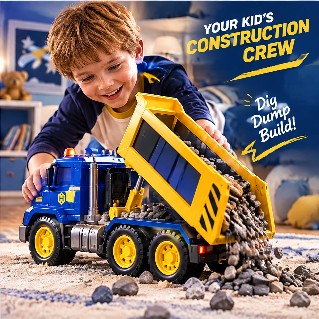 LUNIPLIAY Construction Dump Truck – Kids Toy Truck for Building Adventures