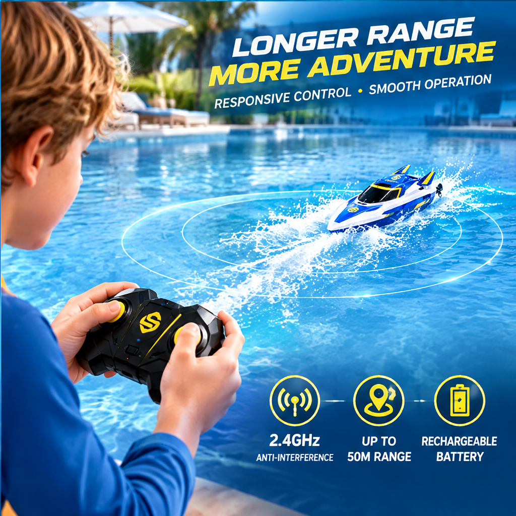 LUNIPLIAY Remote Control Racing Speed Boat