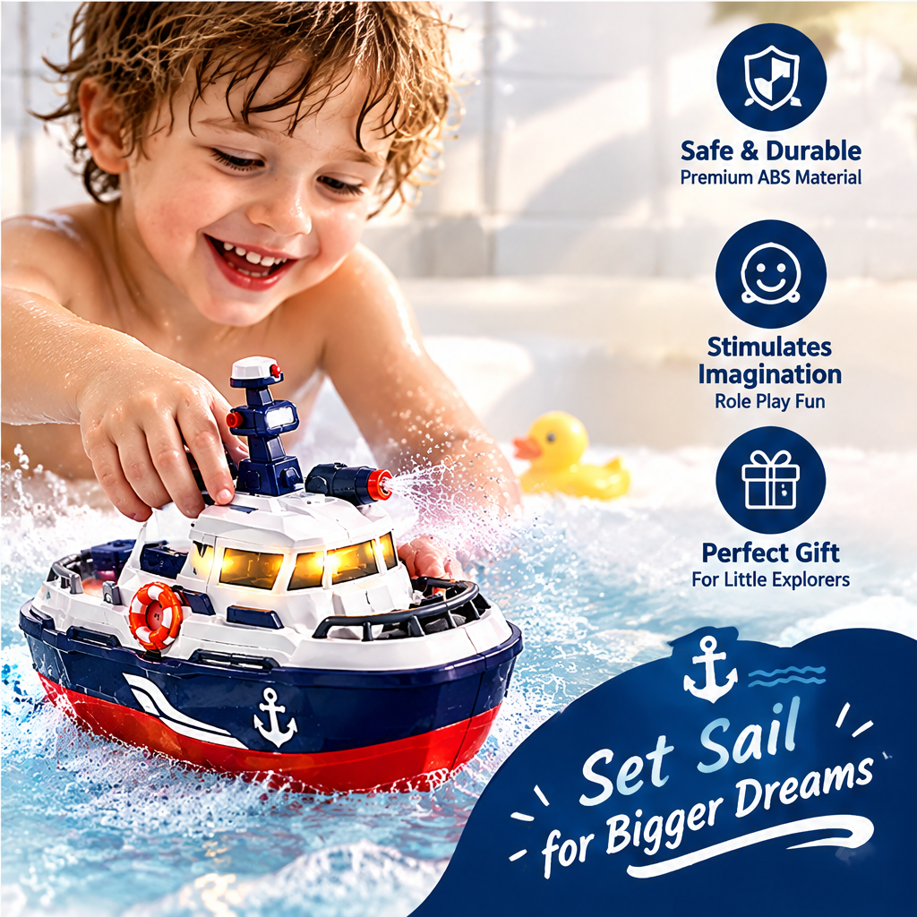 LUNIPLIAY Little Captain Water Spray RC Boat