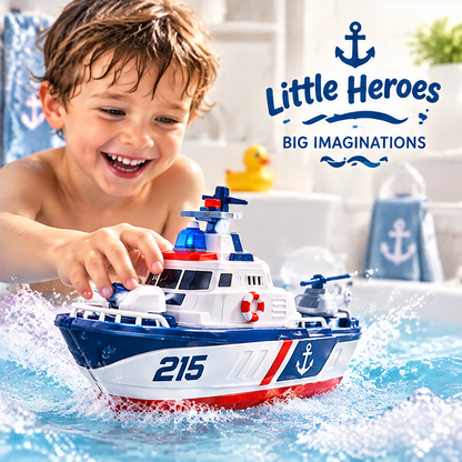 LUNIPLIAY Remote Control Police Rescue Boat Toy