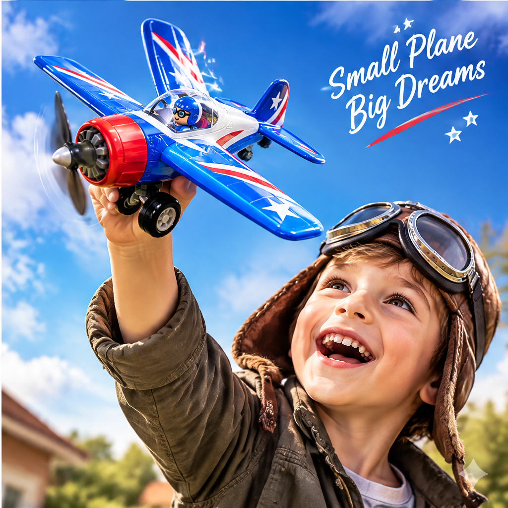 LUNIPLIAY Classic Propeller Plane Adventure Toy